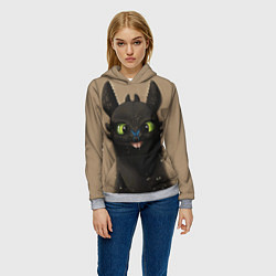 Толстовка-худи женская Как приручить дракона, цвет: 3D-меланж — фото 2