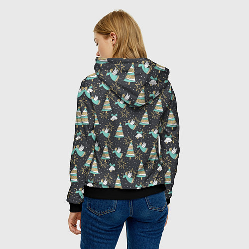 Женская толстовка Рождественские ангелы / 3D-Черный – фото 4