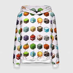 Толстовка-худи женская Minecraft Cubes, цвет: 3D-белый