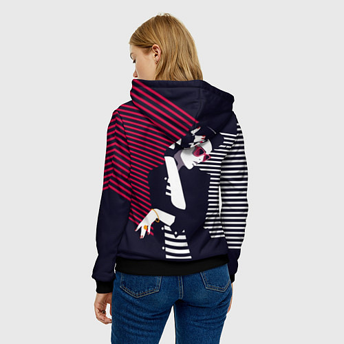 Женская толстовка Стильная женщина - поп арт / 3D-Черный – фото 4