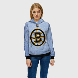 Толстовка-худи женская Boston Bruins: Hot Ice, цвет: 3D-черный — фото 2