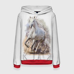 Женская толстовка Белая конь мчится галопом