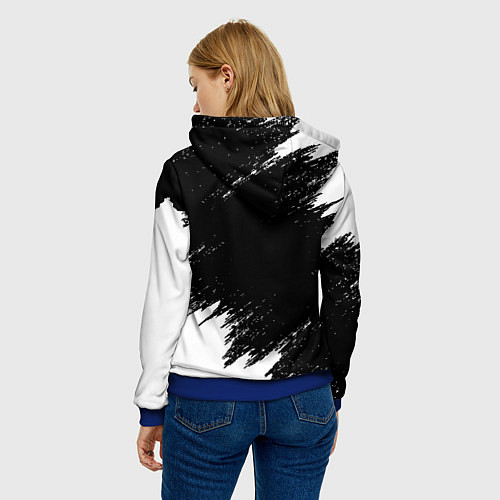 Женская толстовка ЧЁРНЫЙ КЛЕВЕР / 3D-Синий – фото 4