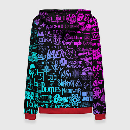 Женская толстовка ЛОГОТИПЫ РОК ГРУПП / 3D-Красный – фото 2