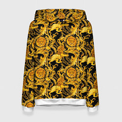 Женская толстовка Львы золотые узоры