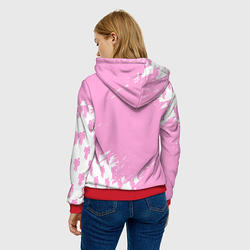 Женская толстовка Billie Eilish: Pink Style / 3D-Красный – фото 4