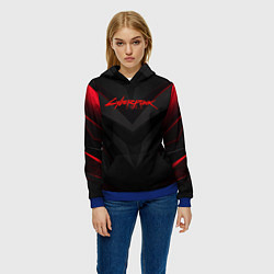 Толстовка-худи женская CYBERPUNK 2077, цвет: 3D-синий — фото 2