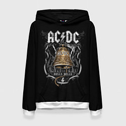 Толстовка-худи женская ACDC - hells bells, цвет: 3D-белый