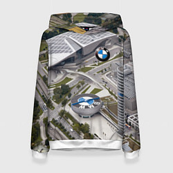 Толстовка-худи женская BMW city, цвет: 3D-белый