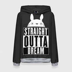 Толстовка-худи женская Тоторо Straight outta dream, цвет: 3D-меланж