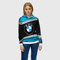 Толстовка-худи женская BMW, цвет: 3D-белый — фото 2