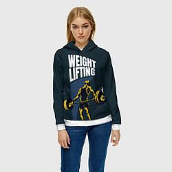 Толстовка-худи женская Wheight lifting, цвет: 3D-белый — фото 2