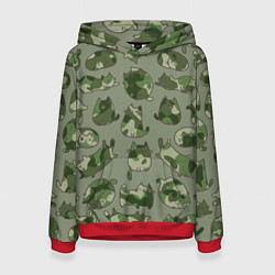 Женская толстовка Камуфляж с котиками хаки