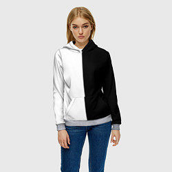 Толстовка-худи женская ПРОСТО ЧЁРНО-БЕЛЫЙ, цвет: 3D-меланж — фото 2