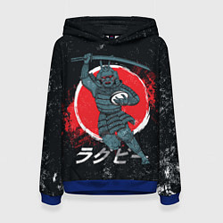 Толстовка-худи женская Регби Япония, 2019, цвет: 3D-синий