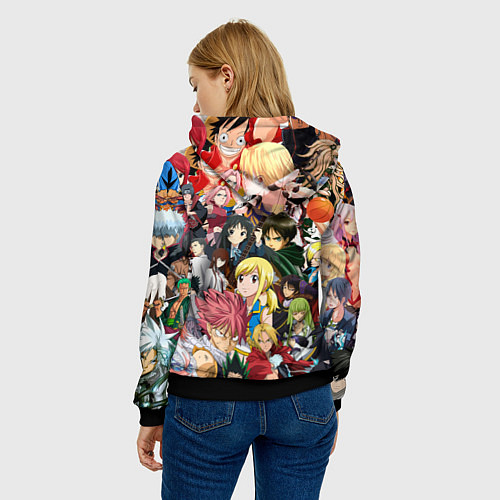 Женская толстовка Аниме коллаж / 3D-Черный – фото 4