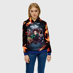 Толстовка-худи женская KIMETSU NO YAIBA, цвет: 3D-синий — фото 2