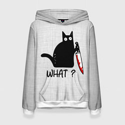 Толстовка-худи женская What cat, цвет: 3D-белый