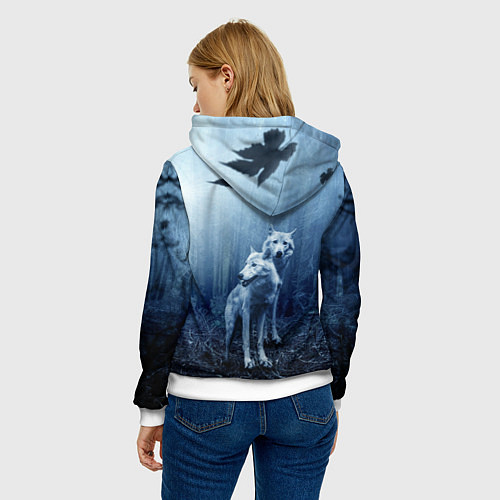 Женская толстовка Волки в тёмном лесу / 3D-Белый – фото 4