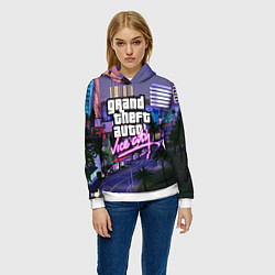 Толстовка-худи женская Grand Theft Auto Vice City, цвет: 3D-белый — фото 2