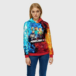 Толстовка-худи женская Minecraft Майнкрафт, цвет: 3D-красный — фото 2