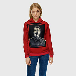 Толстовка-худи женская Сталин, цвет: 3D-красный — фото 2