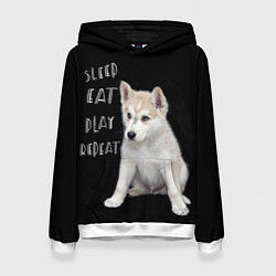 Женская толстовка Sleep Eat Play Repeat Хаски щенок