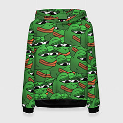 Толстовка-худи женская Pepe The Frog, цвет: 3D-черный