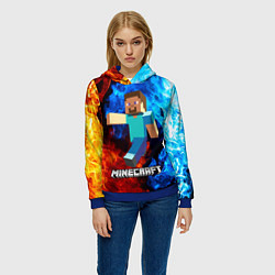 Толстовка-худи женская MINECRAFT, цвет: 3D-синий — фото 2