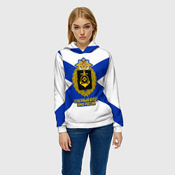 Толстовка-худи женская Северный флот ВМФ России, цвет: 3D-белый — фото 2