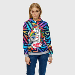 Толстовка-худи женская Unicorn Power Единорог, цвет: 3D-меланж — фото 2