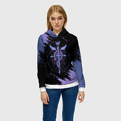 Толстовка-худи женская Стальной алхимик, цвет: 3D-белый — фото 2