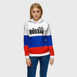 Толстовка-худи женская Russia, цвет: 3D-белый — фото 2