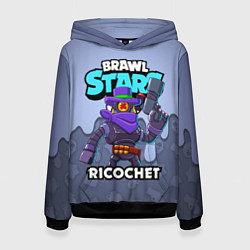 Толстовка-худи женская BRAWL STARS RICOCHET, цвет: 3D-черный