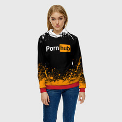 Толстовка-худи женская PORNHUB, цвет: 3D-красный — фото 2