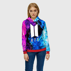 Толстовка-худи женская BTS, цвет: 3D-красный — фото 2
