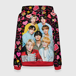 Толстовка-худи женская I Love BTS, цвет: 3D-красный