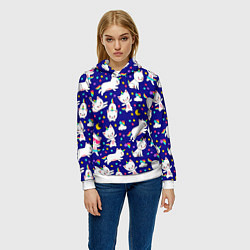 Толстовка-худи женская Кот-Единорог, цвет: 3D-белый — фото 2