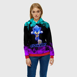 Толстовка-худи женская СОНИК, цвет: 3D-красный — фото 2