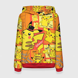 Толстовка-худи женская Pikachu, цвет: 3D-красный