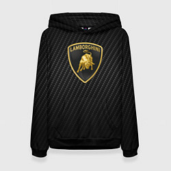 Толстовка-худи женская Lamborghini logo n carbone, цвет: 3D-черный