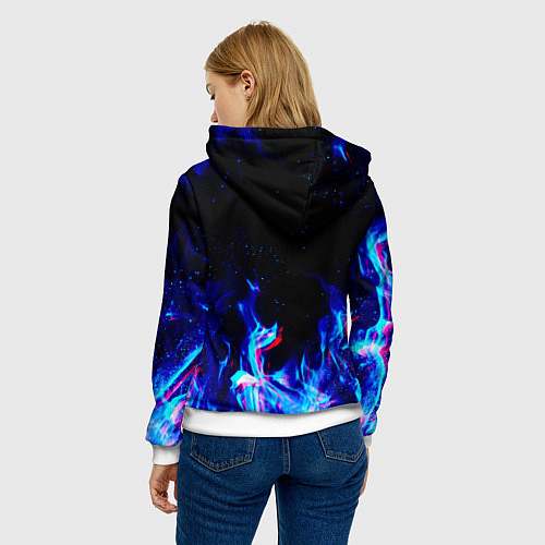 Женская толстовка СИНИЙ ОГОНЬ ГЛИТЧ / 3D-Белый – фото 4