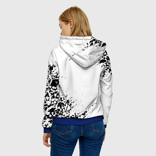 Женская толстовка БЕЛЫЕ ЧЕРЕПА / 3D-Синий – фото 4