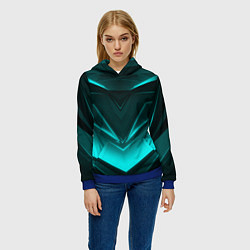 Толстовка-худи женская NEON GEOMETRY STRIPES, цвет: 3D-синий — фото 2