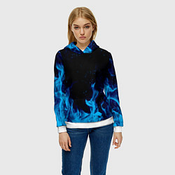 Толстовка-худи женская СИНИЙ ОГОНЬ, цвет: 3D-белый — фото 2