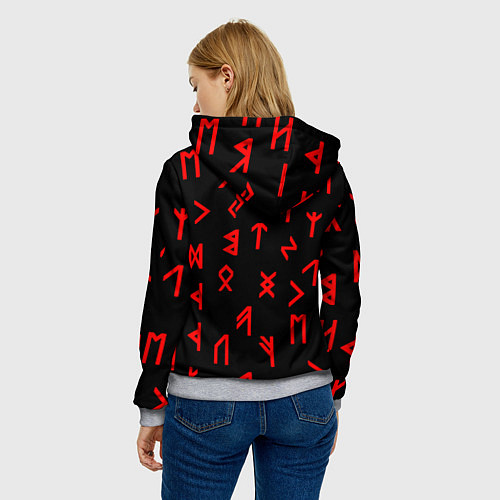 Женская толстовка КРАСНЫЕ РУНЫ / 3D-Меланж – фото 4