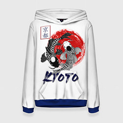 Толстовка-худи женская Карпы Кои Киото, цвет: 3D-синий