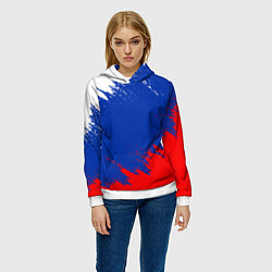 Толстовка-худи женская РОССИЯ ТРИКОЛОР, цвет: 3D-белый — фото 2
