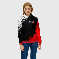 Толстовка-худи женская MASS EFFECT N7, цвет: 3D-красный — фото 2