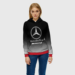 Толстовка-худи женская Mercedes-Benz, цвет: 3D-красный — фото 2